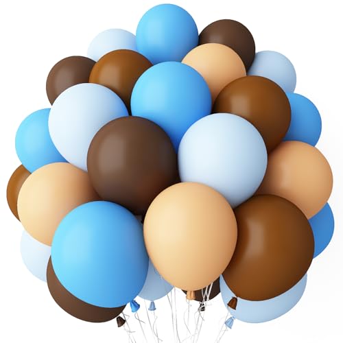 Blau Braun Luftballons, 12 Zoll Retro Blau Braun Latex Luftballons, Kaffee Braun Hellblau Sand Weiß Helium Ballons für Boho Geburtstag Babyparty Hochzeit Party Dekoration von Togvu