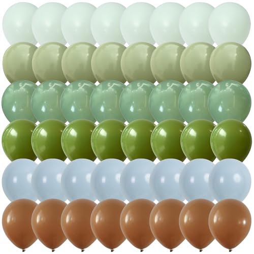 Blau Grün Braun Luftballons, 12 Zoll Salbei Pastell Grün Ballon Staubiger Blauer Ballon für Dinosaurier Wald, Dschungel Thema Geburtstag, Dino Dekorationen von Togvu