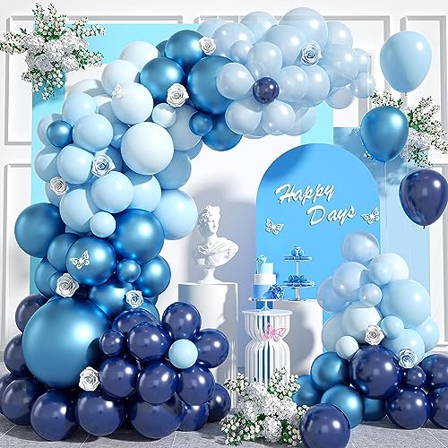 Blau Luftballons Girlande, 106 Stück 18/12/10/5 Zoll Metallic Blau Ballons Hellblau Ballons Dunkelblau Ballons für Babyparty, Geburtstag, Hochzeit, Baby Shower, Taufe Dekorationen von Togvu