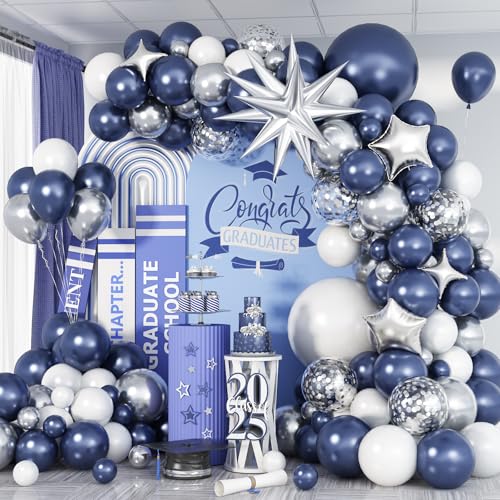 Blau Silber Ballon Girlande Bogen Kit, Marineblau Weiß Ballonbogen Kit, Königsblau Metallic Silber Konfetti Ballons Stern Folienballons für Abschlussfeier Geburtstag Hochzeit Babyparty Party Blau Silber Ballon Girlande Bogen Kit, Marineblau Weiß Ballonbogen Kit, Königsblau Metallic Silber Konfetti Ballons Stern Folienballons für Abschlussfeier Geburtstag Hochzeit Babyparty Party von Togvu