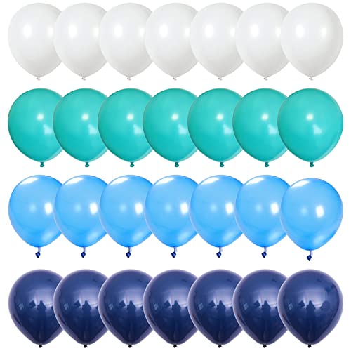 Luftballons Blau Weiß, 50 Stück Türkis Navy Blau Hellblau Blaugrün Matte Weiss Latexballons Helium Ballons, 12 Zoll Blau Weiss Luftballons Party Deko für Hochzeit Babyparty Geburtstag Dekoration von Togvu