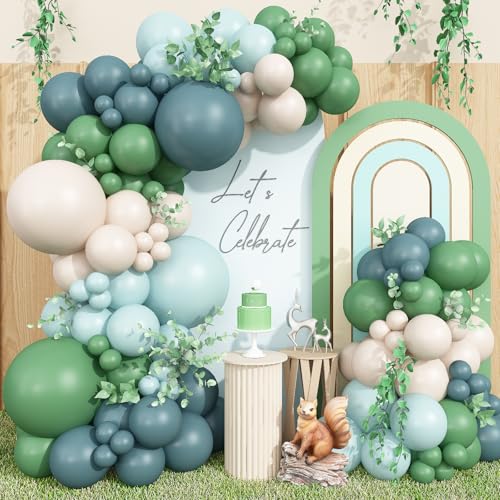 Doppelt gefülltes staubiges blau-grünes Ballonbogen-Set, Boho-neutrale Ballon-Girlande-Set, Salbei, staubig, grün, Schiefer, Blau, Blaugrün, Latex-Luftballons für Babyparty, Brautparty, Dinosaurier Doppelt gefülltes staubiges blau-grünes Ballonbogen-Set, Boho-neutrale Ballon-Girlande-Set, Salbei, staubig, grün, Schiefer, Blau, Blaugrün, Latex-Luftballons für Babyparty, Brautparty, Dinosaurier von Togvu