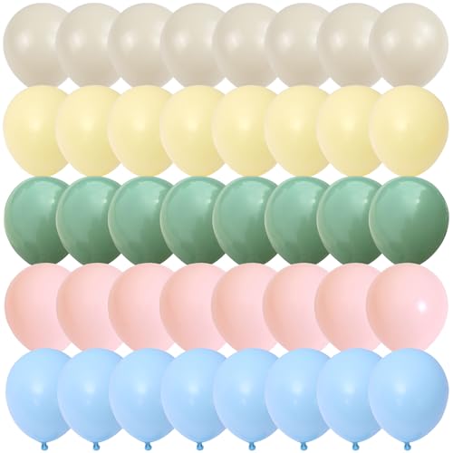 Dusty Pink Green Blue Balloon, 60 Packs 12 Inch Pastell Pink Dusty Blue Light Sage Green White Balloons for Baby Shower Happy Easter Wildflower Tea Party 1st Birthday Decorations von Togvu