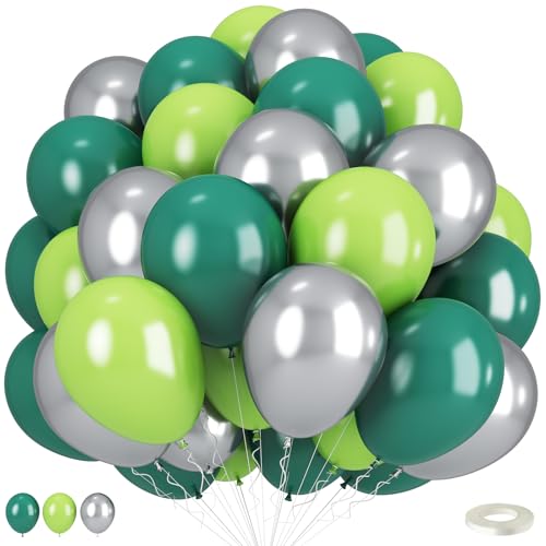 Grüne und silberne Luftballons, 30,5 cm, dunkles Limettengrün, Metallic-Silber, Latex-Luftballons für Jungen und Herren, Geburtstag, Abschlussfeier, Videospiel, Wald, Dschungel, Motto-Party, St Grüne und silberne Luftballons, 30,5 cm, dunkles Limettengrün, Metallic-Silber, Latex-Luftballons für Jungen und Herren, Geburtstag, Abschlussfeier, Videospiel, Wald, Dschungel, Motto-Party, St von Togvu