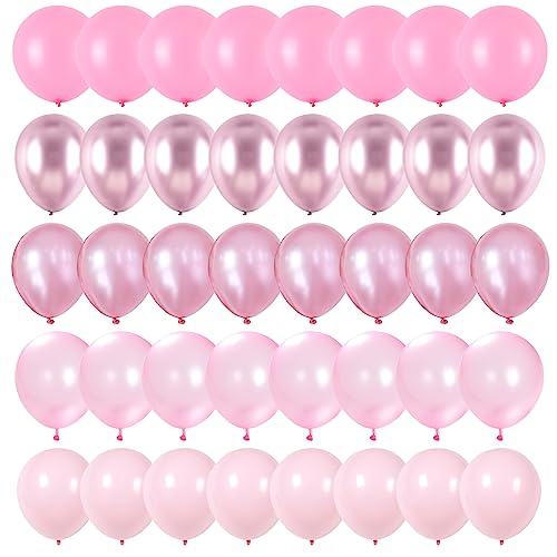 Rosa Luftballons Set, 60 Packungen 30,5 cm verschiedene Farbtöne Metallic Rosa Perle Rosa Macaron Rosa Hellrosa Luftballons für Mädchen Frauen Geburtstag Hochzeit Babyparty Prinzessin Party von Togvu