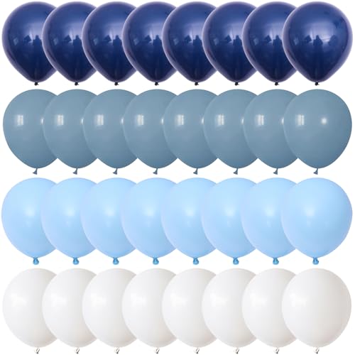 Staubiger blauer weißer Luftballon, 30,5 cm, verschiedene Farbtöne, blau-weißer Ballon für Geburtstag, Babyparty, Brauttaufe, Hochzeit, Abschlussfeier, Party-Dekorationen von Togvu