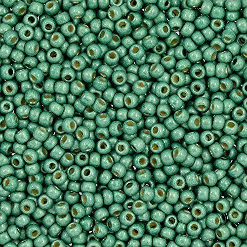 Toho Runde Rocailles, Größe 11/0, 8 g Tube, PermaFinish, matt, verzinkt, Jadegrün von Toho