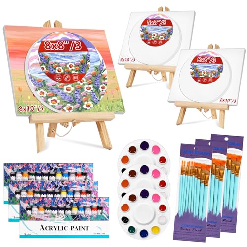78-teiliges Acrylfarben-Leinwand-Set, Trink- und Malset mit 3 Holzstaffeleien, 3 x 12 Farben, 30 Pinsel, 6 Leinwänden, Malzubehör-Set für Kinder, Erwachsene, Studenten, Künstler und Anfänger 78-teiliges Acrylfarben-Leinwand-Set, Trink- und Malset mit 3 Holzstaffeleien, 3 x 12 Farben, 30 Pinsel, 6 Leinwänden, Malzubehör-Set für Kinder, Erwachsene, Studenten, Künstler und Anfänger von ToiULik