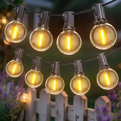 Toipwen Lichterkette Außen, 30M Outdoor Lichterkette mit 50+2 Warmweiße G40 Glühbirnen Kunststoff, IP45 Wetterfestt Lichterketten für Außen & Innen Partys, Garten, Hochzeiten, Terrasse von Toipwen