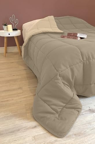 Toison d'or Cocoon 400 Schrägband, 240 cm x 260 cm, Taupe/Leinen von Toison d’or