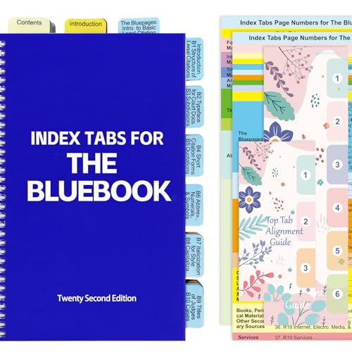 Registerkarten für das Bluebook 22. Edition, komplettes Buchreiter-Set mit Blankos, Lesezeichen, laminiert, farbcodiert, mit Ausrichtungsanleitung und Seitenzahlen (Buch nicht im Lieferumfang von Tojoyify