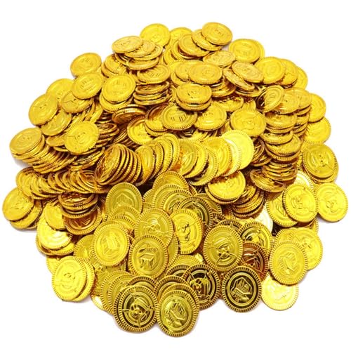 100 Stück Piraten Gold Münzen Spielzeug, Piraten Schatz Gold-Münzen, Künstliche Goldmünzen, Goldmünzen aus Kunststoff, Spielzeug für Kinder, Partytüten für Halloween/Weihnachten/Kindergeburtstagsfeier 100 Stück Piraten Gold Münzen Spielzeug, Piraten Schatz Gold-Münzen, Künstliche Goldmünzen, Goldmünzen aus Kunststoff, Spielzeug für Kinder, Partytüten für Halloween/Weihnachten/Kindergeburtstagsfeier von Tokaneit