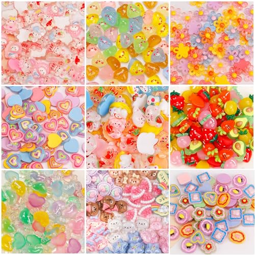 100 Stücke Super Niedlich Slime Charms, Cute Slime Charms Mixed Set, Süßigkeiten Harz Flatback, Tiere 3D Nagel Dekoration für DIY Craft Making Scrapbooking, Handyhülle, Schmuckherstellung, Haarclip von Tokaneit