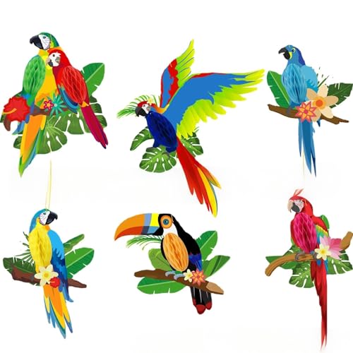 6 Stück Tropische Vögel Wabenausschnitte, Wabenpapagei Tropische Vogeldekoration, Papier Papagei Dekoration, Papier Papagei Hängende Dekorationen, für Hawaii-Deko, Tropical Party 6 Stück Tropische Vögel Wabenausschnitte, Wabenpapagei Tropische Vogeldekoration, Papier Papagei Dekoration, Papier Papagei Hängende Dekorationen, für Hawaii-Deko, Tropical Party von Tokaneit