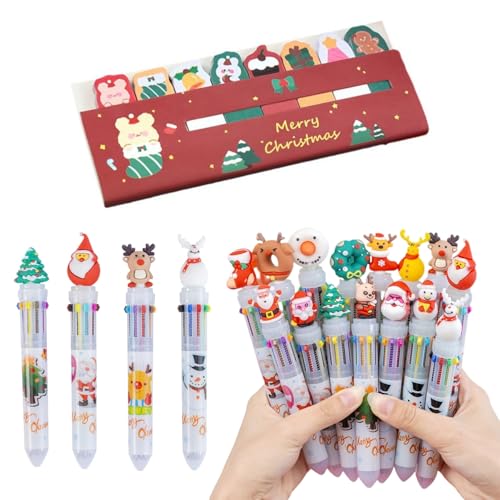 Tokaneit 5 Stück Weihnachts Kugelschreiber, Weihnachten Multicolor Kugelschreiber, 10-in-1 Druckkugelschreiber mit 120 Haftnotizen, Für Studenten Kinder Weihnachten Party Geschenke Bag Fillers Tokaneit 5 Stück Weihnachts Kugelschreiber, Weihnachten Multicolor Kugelschreiber, 10-in-1 Druckkugelschreiber mit 120 Haftnotizen, Für Studenten Kinder Weihnachten Party Geschenke Bag Fillers von Tokaneit