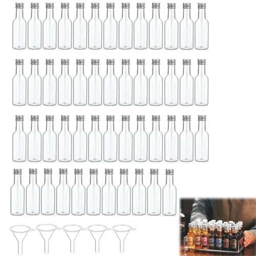 Tokaneit Mini Fläschchen,Wiederverwendbare Leere Kleine Schnapsflaschen,Kunststoff Saftflaschen mit Deckel,Kleine Likörflaschen,Weinflasche aus Kunststoff,50 Stück 100 ML Bügelflaschen und 5 Trichter Tokaneit Mini Fläschchen,Wiederverwendbare Leere Kleine Schnapsflaschen,Kunststoff Saftflaschen mit Deckel,Kleine Likörflaschen,Weinflasche aus Kunststoff,50 Stück 100 ML Bügelflaschen und 5 Trichter von Tokaneit