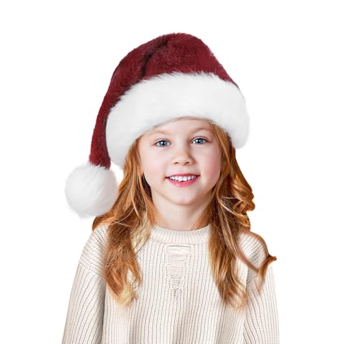 Tokforty Weihnachtsmannmützen, Weinrot und Weiß, Weihnachtsmannmützen für Kinder, Unisex, Samt, bequeme Weihnachtsmützen für Neujahr, festliche Party, Weihnachtszubehör Tokforty Weihnachtsmannmützen, Weinrot und Weiß, Weihnachtsmannmützen für Kinder, Unisex, Samt, bequeme Weihnachtsmützen für Neujahr, festliche Party, Weihnachtszubehör von Tokforty