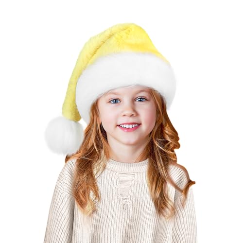Tokforty Weihnachtsmütze, Gelb / Weiß, Weihnachtsmannmützen für Kinder, Unisex, Samt, gemütlich, Neujahr, festliche Party, Weihnachtszubehör Tokforty Weihnachtsmütze, Gelb / Weiß, Weihnachtsmannmützen für Kinder, Unisex, Samt, gemütlich, Neujahr, festliche Party, Weihnachtszubehör von Tokforty
