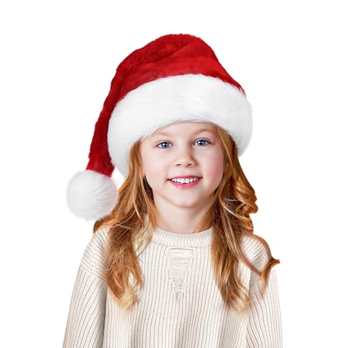 Tokforty Weihnachtsmütze, rote und weiße Weihnachtsmannmützen für Kinder, Unisex, Samt, gemütlich, Weihnachtsmützen für Neujahr, festliche Party, Weihnachtszubehör Tokforty Weihnachtsmütze, rote und weiße Weihnachtsmannmützen für Kinder, Unisex, Samt, gemütlich, Weihnachtsmützen für Neujahr, festliche Party, Weihnachtszubehör von Tokforty