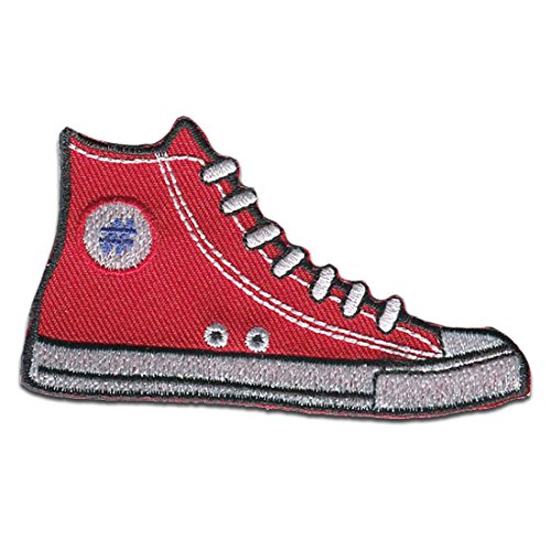 Aufnäher/Bügelbild - Sneakers Schuhe - mehrere Farben auswählbar 4,5 x 8,0 cm - by catch-the-patch® Patch Aufbügler Applikationen zum aufbügeln Applikation Patches Flicken, Farbe:rot von CMM
