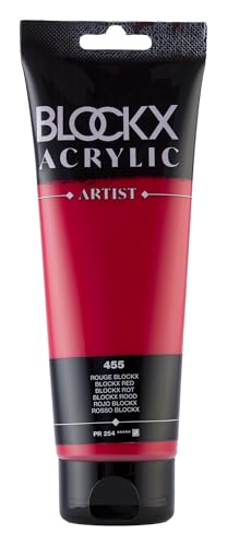 Blockx 61455BXC - Tube 250ml, feine Acrylfarbe, Acrylic Artist, halbtransparent und satiniert, PR 254 BLOCKX Rot, 1 Stück von Blockx