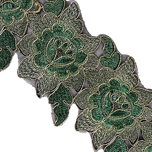 Braun-goldener floraler Rand mit Guipure-Spitzenstoff, Band für Kleidung, Basteln, Nähzubehör (grün) von Tokiso