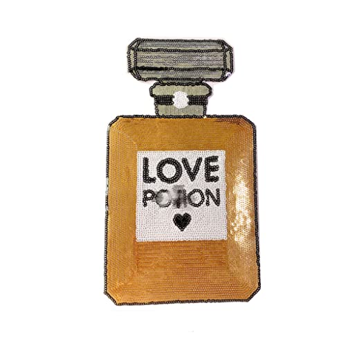 Liveish Aufnäher für Parfümflaschen, 25 x 14 cm, verschiedene Buchstaben, Stickerei, Patch, Paillettenabzeichen, Bekleidungszubehör, zum Aufbügeln (Stil 2) von Tokiso