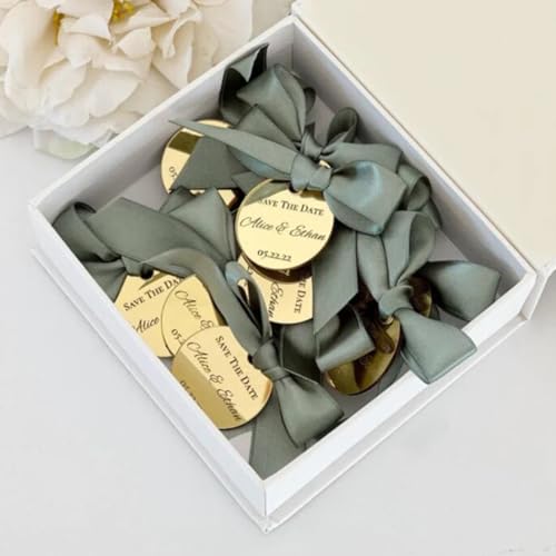 MXN Personalisierte Acryl-Spiegelschilder mit Namen für Gastgeschenke, Hochzeiten, Taufen, Geschenke, Etiketten mit Löchern, Dekoration (ohne Bänder) von Tokiso