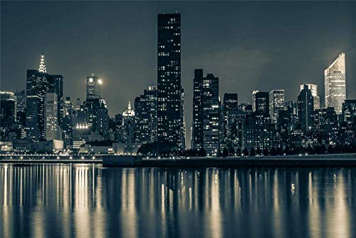 VAKUUM 5D Diamond Painting Drill Kits für Erwachsene New York City Nacht Wasserreflexion geklebte Stickerei Kreuzstich Kunsthandwerk für Home Wall Decor30*40CM von Tokiso