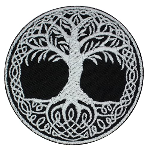 Wikinger Baum des Lebens schwarz Yggdrasil bestickt zum Aufbügeln oder Aufnähen auf Kleidung etc. 7 cm von Tokiso
