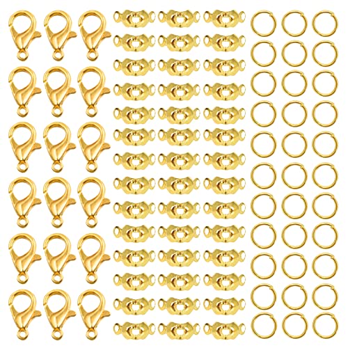 100 Stück Halskette Schnalle Set Hummerschnalle Geschlossener Kreislauf Guazi Schnallenverbinder Zinklegierung Kann für Halsketten, Armbänder, Kettenzubehör verwendet werden (Gold) von Tolenre
