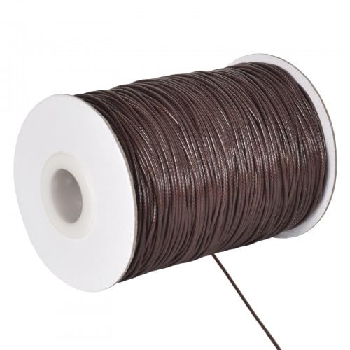 160m x 1mm Nachahmung Leder Thread Geflochten Gewachst String Wachsschnur Satinschnur, Perlenfaden Rund Bastelschnur Reißfeste Kordel gewachst für Halsketten Armbänder DIY Schmuckherstellung (Kaffee) von Tolenre