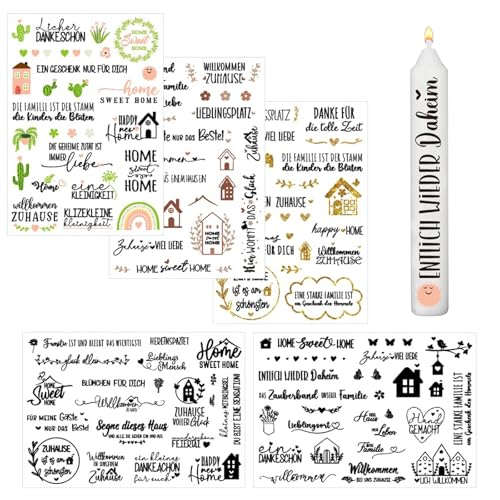 5 Stück Kerzentattoo,Wassertransferdruck |wasserschiebefolie kerzen | Kerzenfolie | kerzenaufkleber | Kerzen dekorieren |Sprüche & Bilder "Home" zum Verschenken 5 Stück Kerzentattoo,Wassertransferdruck |wasserschiebefolie kerzen | Kerzenfolie | kerzenaufkleber | Kerzen dekorieren |Sprüche & Bilder "Home" zum Verschenken von Tolenre