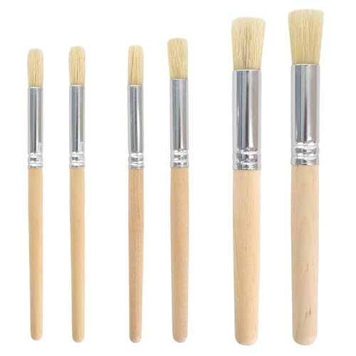 6 Stück Schablonierpinsel Holz, Schablonierpinsel, Schablone Pinsel, Naturborsten Malpinsel, Striche Borsten Malpinsel ür Ölmalerei, Aquarellmalerei, Schablonenprojekt, Wohnkultur 6 Stück Schablonierpinsel Holz, Schablonierpinsel, Schablone Pinsel, Naturborsten Malpinsel, Striche Borsten Malpinsel ür Ölmalerei, Aquarellmalerei, Schablonenprojekt, Wohnkultur von Tolenre