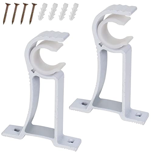Gardinenstangenhalter 2 Stück Wohnzimmer Gardinenstange Halterung Dicker Wandhalterung Aluminium Vorhang Stange Halter für Aufhängen von Rollos, Garderoben, Duschen, Gardinenstangen an Türen (Weiß) von Tolenre