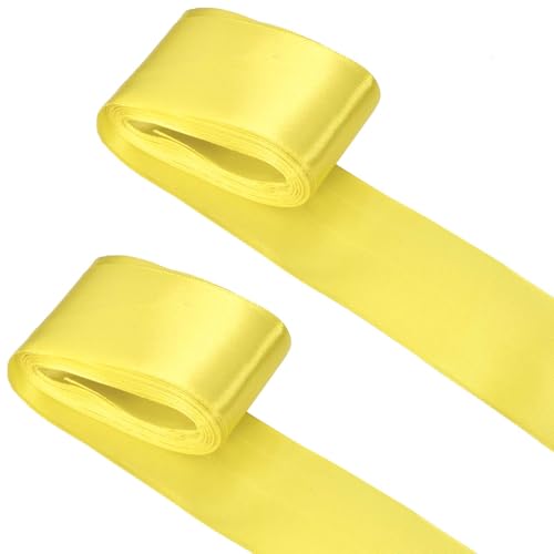 Geschenkband Breit 5cm*10m Geschenkband Rot Gold, 2 Rollen Satinband 50mm, Schleifenband Weihnachten Breit, Stoffband Breit, Satin Dekoband, Für Geschenkverpackung, Festliche Dekorationen, DIY (Gelb) Geschenkband Breit 5cm*10m Geschenkband Rot Gold, 2 Rollen Satinband 50mm, Schleifenband Weihnachten Breit, Stoffband Breit, Satin Dekoband, Für Geschenkverpackung, Festliche Dekorationen, DIY (Gelb) von Tolenre