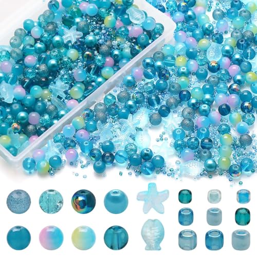 Tolenre Glasperlen zum Auffädeln Set, 760-teilig, Bunt, Rund, Craft Bead Set, für DIY Schmuckherstellung und kreative Projekte von Tolenre