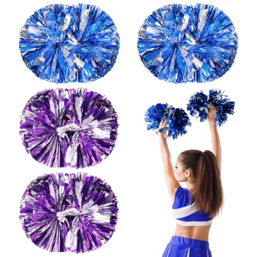 Metallfolie Cheerleader Pompons 4 Stück Cheerleading Pompoms Cheerleader Pom Poms mit Griffen PET Tanzpuschel Cheers Ball Sport Pompons Cheers Zum Schule Sport Tanz Nacht Party Wettbewerb (Blau&Lila) Metallfolie Cheerleader Pompons 4 Stück Cheerleading Pompoms Cheerleader Pom Poms mit Griffen PET Tanzpuschel Cheers Ball Sport Pompons Cheers Zum Schule Sport Tanz Nacht Party Wettbewerb (Blau&Lila) von Tolenre