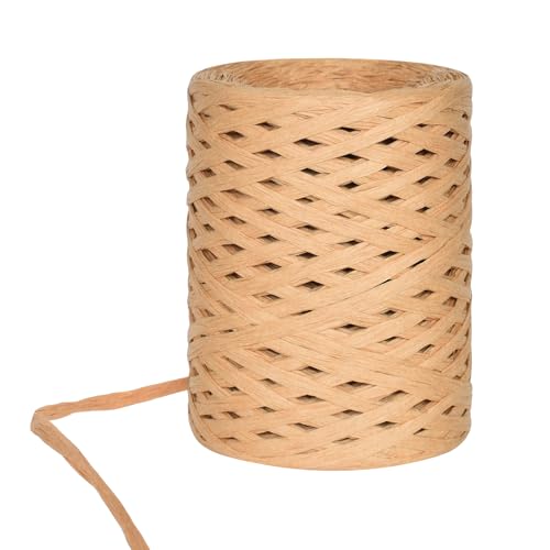 Raffiabast Natur 100m Bast Papierband, Bast Raffia Naturbast, Naturbast Papierband, Raffia Bast Braun, Für Handwerksprojekte, Geschenkverpackung, Weben Und Gärtnern (Ca. 4mm Breit) von Tolenre