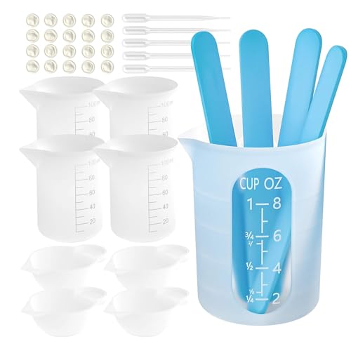 Silikon Messbecher Set, Silikonbecher 250ml / 100ml, Epoxidharz Mischbecher mit Rührstäbchen, Pipetten, Handschuhe, Silikon Messbecher, für DIY, Basteln, Labor, Küche Silikon Messbecher Set, Silikonbecher 250ml / 100ml, Epoxidharz Mischbecher mit Rührstäbchen, Pipetten, Handschuhe, Silikon Messbecher, für DIY, Basteln, Labor, Küche von Tolenre