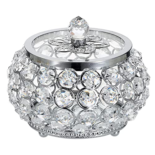 Tolida Vintage-Schmuckschatulle mit Kristallgriffdeckel und verspiegeltem Boden, Schmuck-Organizer, Andenken-Box für Ohrringe, Ringe, Schmuck und Schätze, Silber Tolida Vintage-Schmuckschatulle mit Kristallgriffdeckel und verspiegeltem Boden, Schmuck-Organizer, Andenken-Box für Ohrringe, Ringe, Schmuck und Schätze, Silber von Tolida