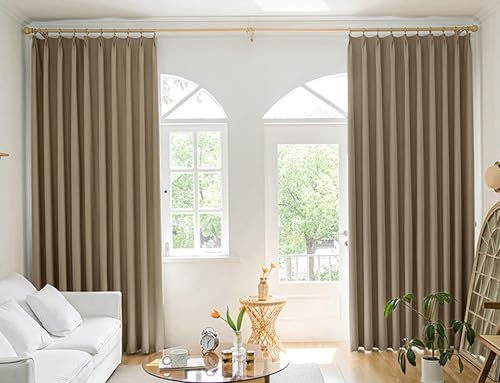 Tolldek 2er Gardinen Schlafzimmer, Vorhang Blickdicht Muster Einfarbig, Polyester Ösen Vorhang Gardine Verdunkelnd Gardinen Schals für Wohnzimmer, B 137 x H 160cm, Hellbraun Tolldek 2er Gardinen Schlafzimmer, Vorhang Blickdicht Muster Einfarbig, Polyester Ösen Vorhang Gardine Verdunkelnd Gardinen Schals für Wohnzimmer, B 137 x H 160cm, Hellbraun von Tolldek