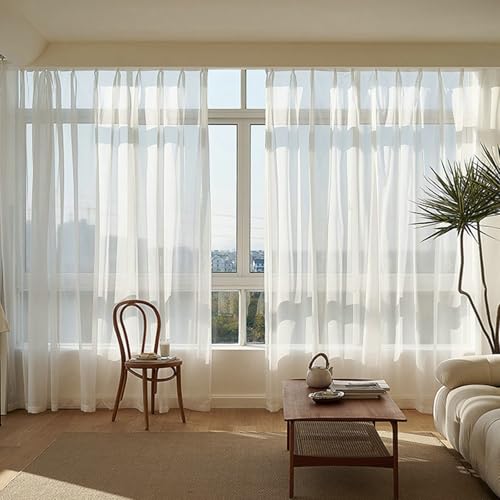 Tolldek 2er Halbtransparent Voile Gardine, Voile Vorhang Einfarbig, Polyester Ösen Vorhänge für Deko Wohnzimmer Schlafzimmer, B 102 x H 244cm, Weiß Tolldek 2er Halbtransparent Voile Gardine, Voile Vorhang Einfarbig, Polyester Ösen Vorhänge für Deko Wohnzimmer Schlafzimmer, B 102 x H 244cm, Weiß von Tolldek
