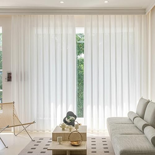 Tolldek 2er Pack Halbtransparent Gardinen Voile, Transparente Fenster Vorhang Smat, Polyester Ösen Vorhänge für Deko Wohnzimmer Schlafzimmer, B 96 x H 160cm, Weiß Tolldek 2er Pack Halbtransparent Gardinen Voile, Transparente Fenster Vorhang Smat, Polyester Ösen Vorhänge für Deko Wohnzimmer Schlafzimmer, B 96 x H 160cm, Weiß von Tolldek