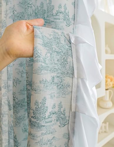 Tolldek 2er Pack Halbtransparent Voile Vorhangschals, Halbtransparent Voile Vorhang Blumen mit Rüsche, Polyester Baumwolle Ösen Vorhänge Gardinen Schals für Wohnzimmer, B 102 x H 183cm, Blau Tolldek 2er Pack Halbtransparent Voile Vorhangschals, Halbtransparent Voile Vorhang Blumen mit Rüsche, Polyester Baumwolle Ösen Vorhänge Gardinen Schals für Wohnzimmer, B 102 x H 183cm, Blau von Tolldek