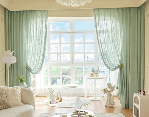 Tolldek 2er Pack Transparente Fenster Vorhang, Voile Vorhang Einfarbig, Polyester Ösen Vorhänge Fenstergardinen Modern für Wohnzimmer, B 96 x H 214cm, Grün Tolldek 2er Pack Transparente Fenster Vorhang, Voile Vorhang Einfarbig, Polyester Ösen Vorhänge Fenstergardinen Modern für Wohnzimmer, B 96 x H 214cm, Grün von Tolldek
