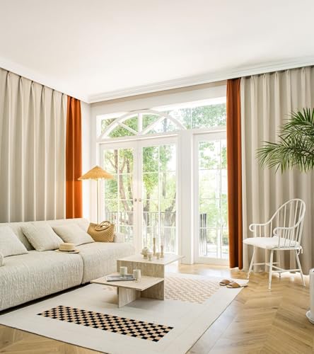 Tolldek 2er Pack Vorhang Blickdicht Muster, Vorhänge für Fenster Patchwork Zweifarbig, Polyester Baumwolle Ösen Gardinen, B 132 x H 183cm, Beige Hellbraun Tolldek 2er Pack Vorhang Blickdicht Muster, Vorhänge für Fenster Patchwork Zweifarbig, Polyester Baumwolle Ösen Gardinen, B 132 x H 183cm, Beige Hellbraun von Tolldek
