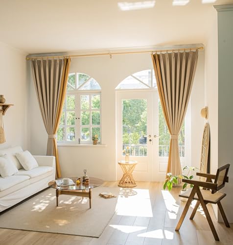 Tolldek 2er Pack Wohnzimmer Vorhang Fenster, Fenstervorhänge Wohnzimmer Patchwork Zweifarbig, Polyester Baumwolle Ösen Blickdichte Gardinen, B 137 x H 244cm, Milchweiß Hellbraun Tolldek 2er Pack Wohnzimmer Vorhang Fenster, Fenstervorhänge Wohnzimmer Patchwork Zweifarbig, Polyester Baumwolle Ösen Blickdichte Gardinen, B 137 x H 244cm, Milchweiß Hellbraun von Tolldek