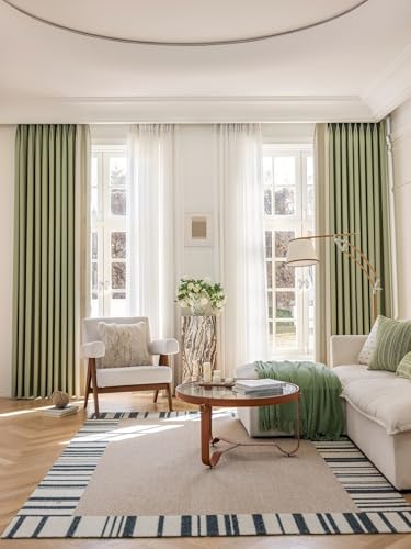 Tolldek 2er Set Fenstervorhang Blickdicht Durchzug, Vorhang Gardine Fenster Patchwork Zweifarbig, Chenille Ösen Verdunkelungsvorhänge Kräuselband für Wohnzimmer, B 137 x H 160cm, Grün Milchweiß Tolldek 2er Set Fenstervorhang Blickdicht Durchzug, Vorhang Gardine Fenster Patchwork Zweifarbig, Chenille Ösen Verdunkelungsvorhänge Kräuselband für Wohnzimmer, B 137 x H 160cm, Grün Milchweiß von Tolldek