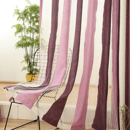 Tolldek 2er Set Gardinen Voile, Tüllvorhänge Patchwork, Polyester Ösen Vorhänge Fenstergardinen Modern für Wohnzimmer, B 102 x H 160cm, Rose Lila Tolldek 2er Set Gardinen Voile, Tüllvorhänge Patchwork, Polyester Ösen Vorhänge Fenstergardinen Modern für Wohnzimmer, B 102 x H 160cm, Rose Lila von Tolldek